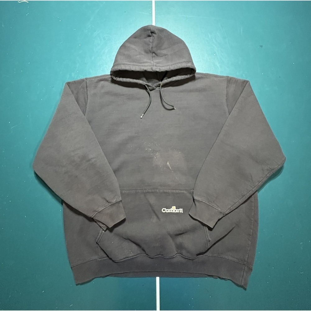 Vintage Carhartt Hoodie Sweatshirt Men's 2XL Faded Black‎ Fleece K132 BLK Heavy